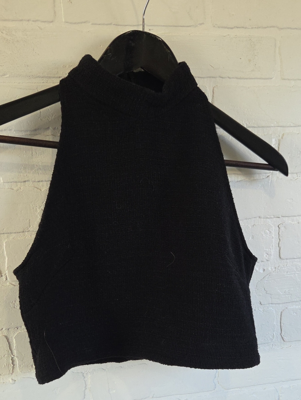 Zara Woven Mock Neck Crop Top